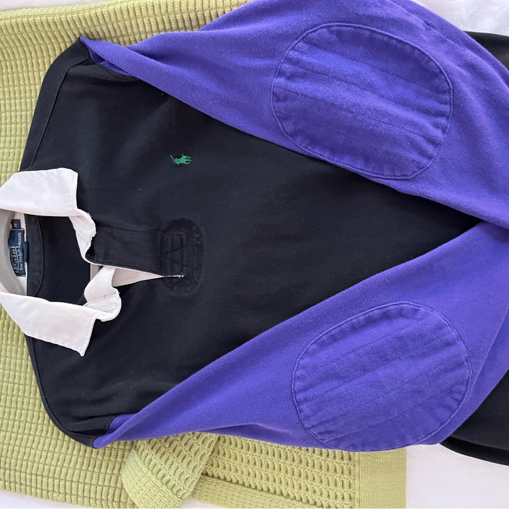 Polo Ralph Lauren Tri-Color Rugby Shirt: black purple green white